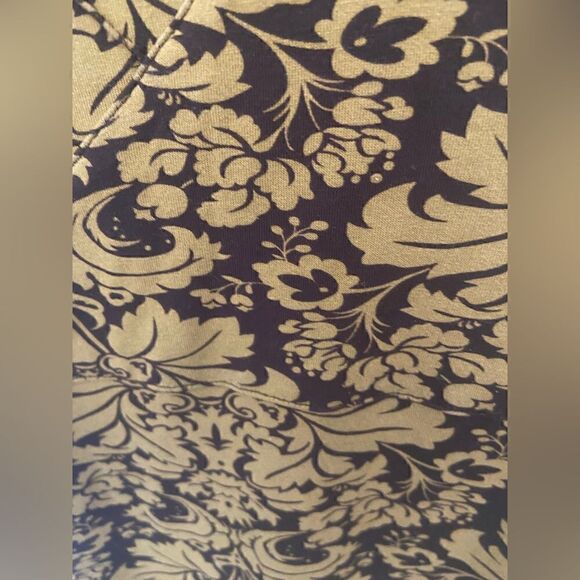 ATHLETA Black Gold Brocade Print Dress Soft & Stretchy Medium 95% Viscose - Picture 4 of 10